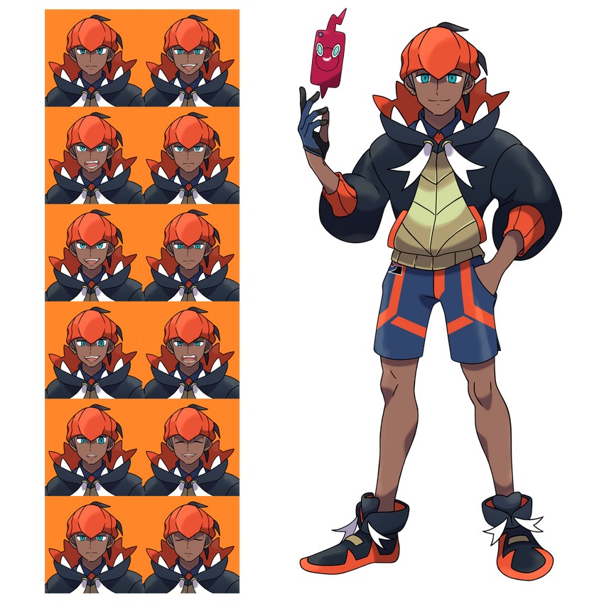 rotom, raihan, and rotom phone (pokemon and 1 more) drawn by asatsuki_(fgfff)