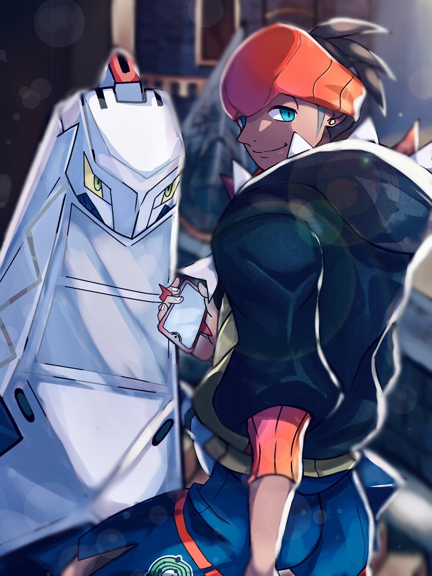 rotom, raihan, rotom phone, and duraludon (pokemon and 1 more) drawn by imu_(acmg3475)