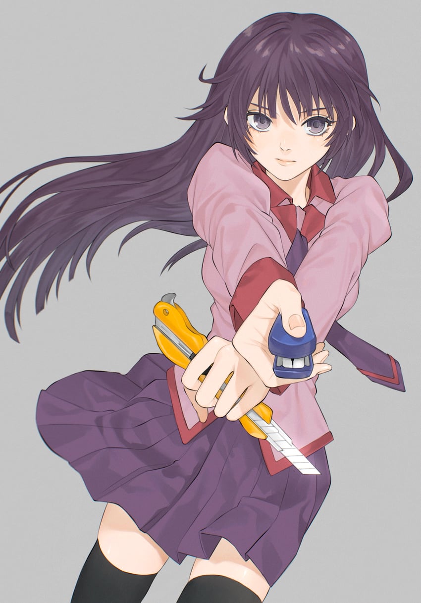 senjougahara hitagi (monogatari and 1 more) drawn by nomeko_jiru