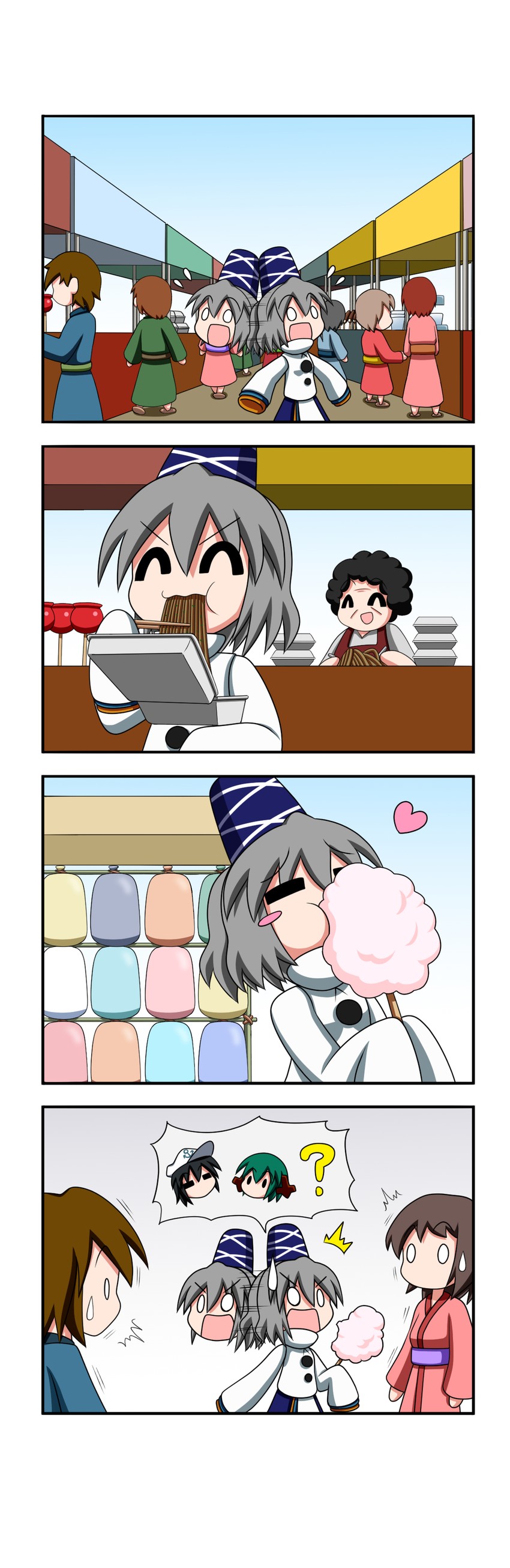 mononobe no futo, murasa minamitsu, and kasodani kyouko (touhou) drawn by rakugaki-biyori