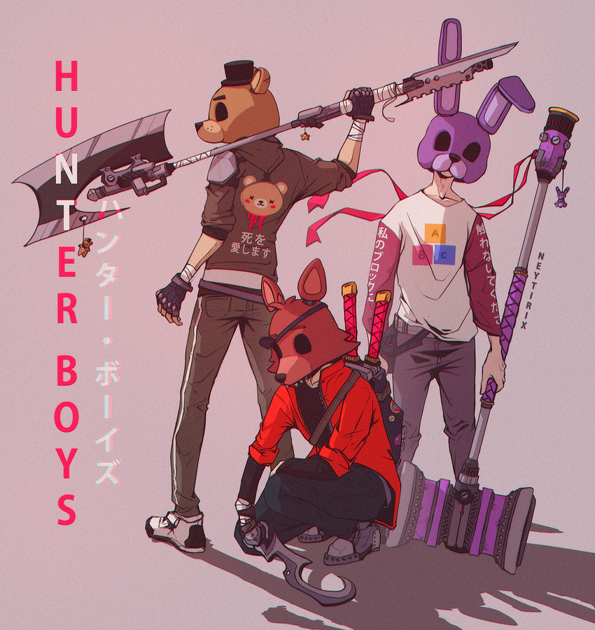 freddy fazbear, bonnie, and foxy (five nights at freddy's and 1 more) drawn by neytirix
