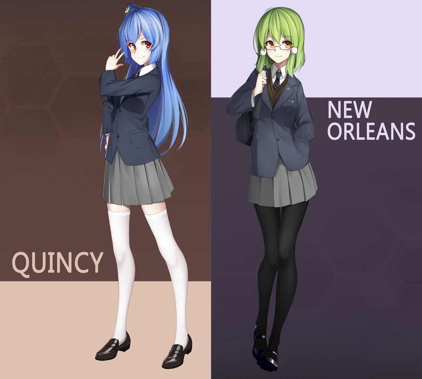 quincy and new orleans (warship girls r) drawn by arnold-s