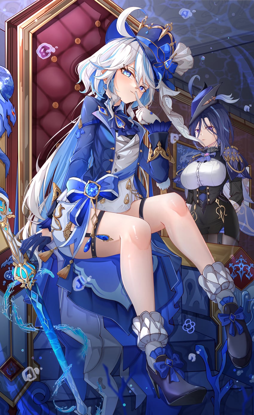 furina and clorinde (genshin impact) drawn by hana_(zwjx8425)