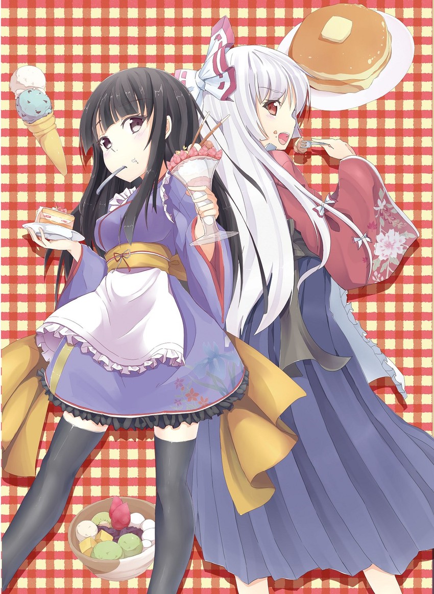fujiwara no mokou and houraisan kaguya (touhou) drawn by snowflyer