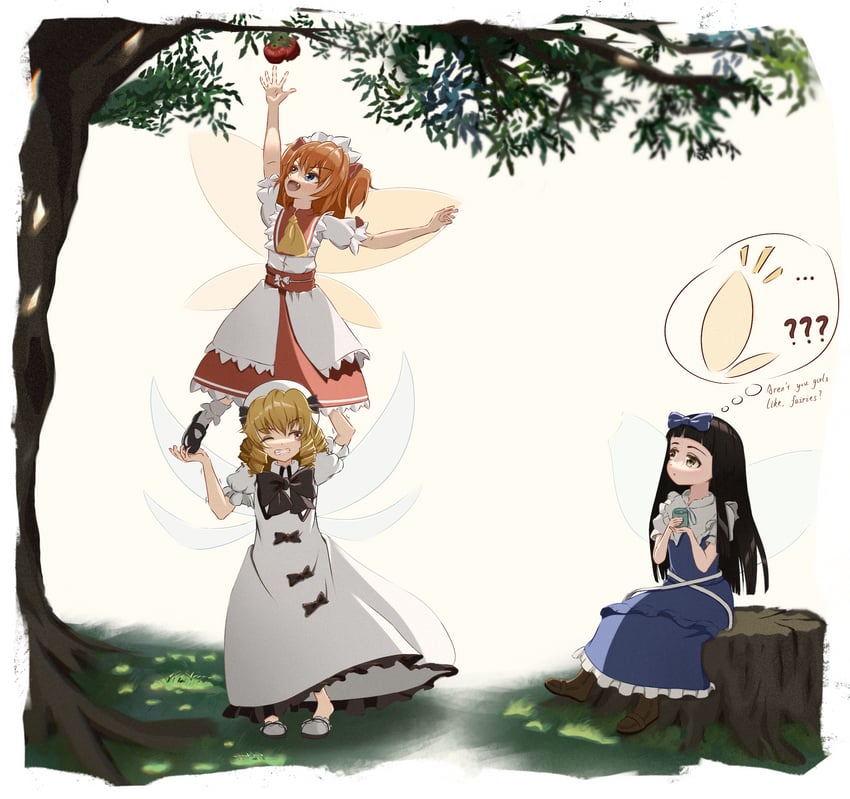 star sapphire, luna child, and sunny milk (touhou and 1 more) drawn by esthoric