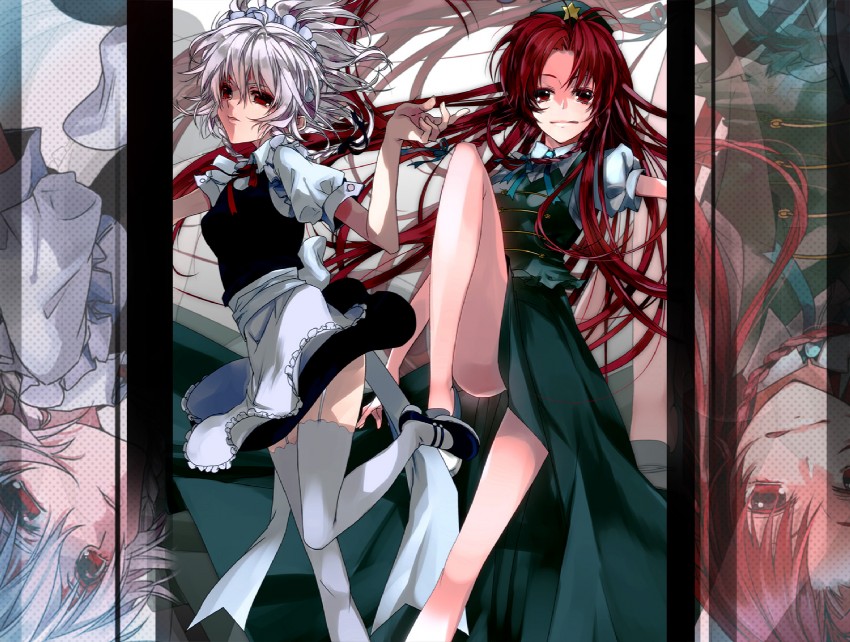izayoi sakuya and hong meiling (touhou) drawn by manyako_(mohumohu)