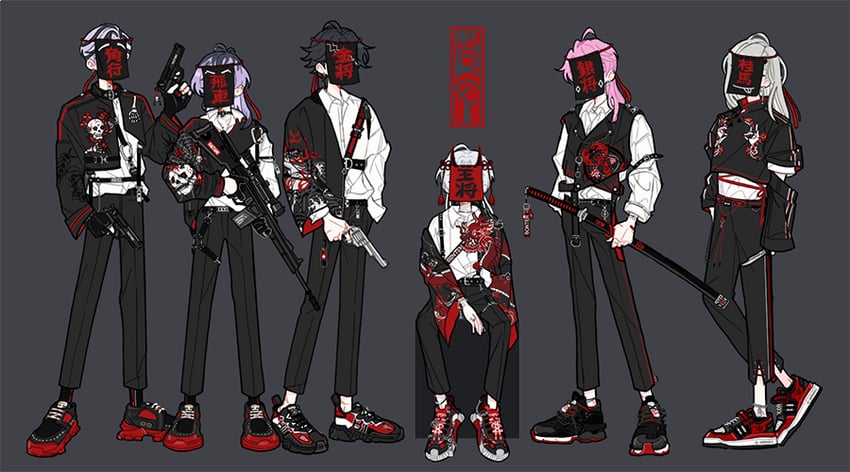 sano manjirou, sanzu haruchiyo, kokonoi hajime, haitani rindou, haitani ran, and 1 more (tokyo revengers) drawn by a1syeo