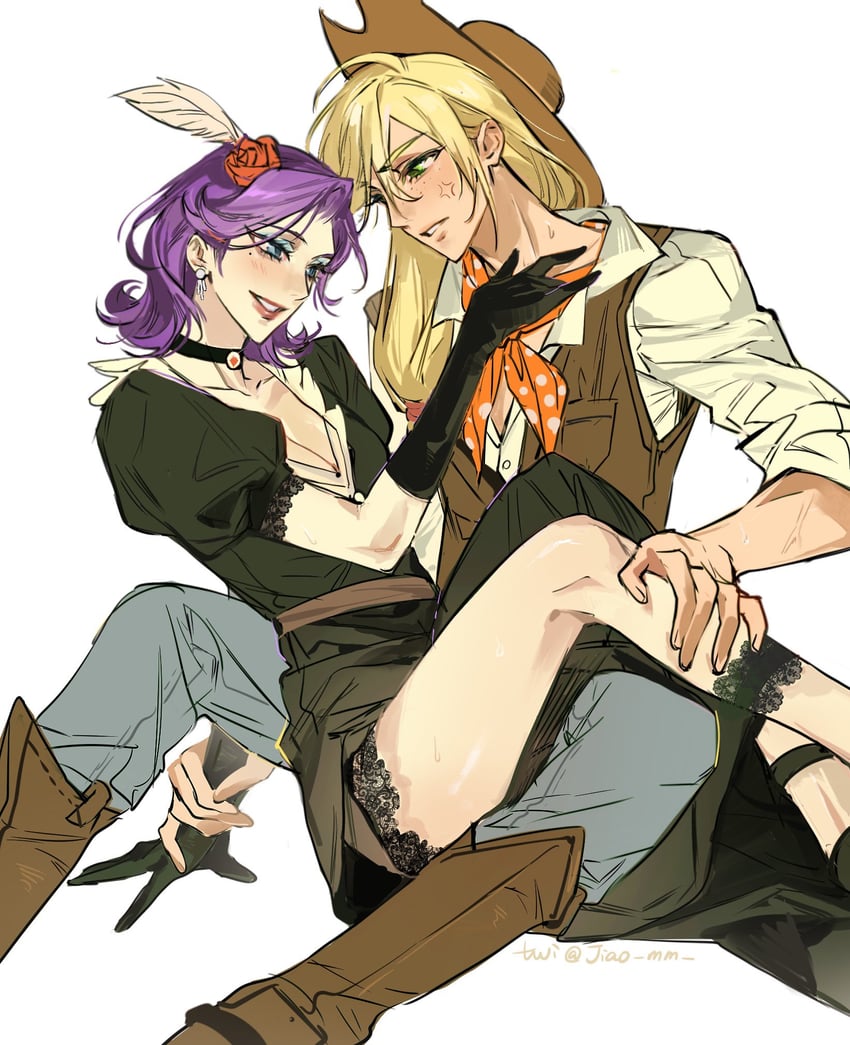 applejack and rarity (my little pony and 2 more) drawn by m_omoo
