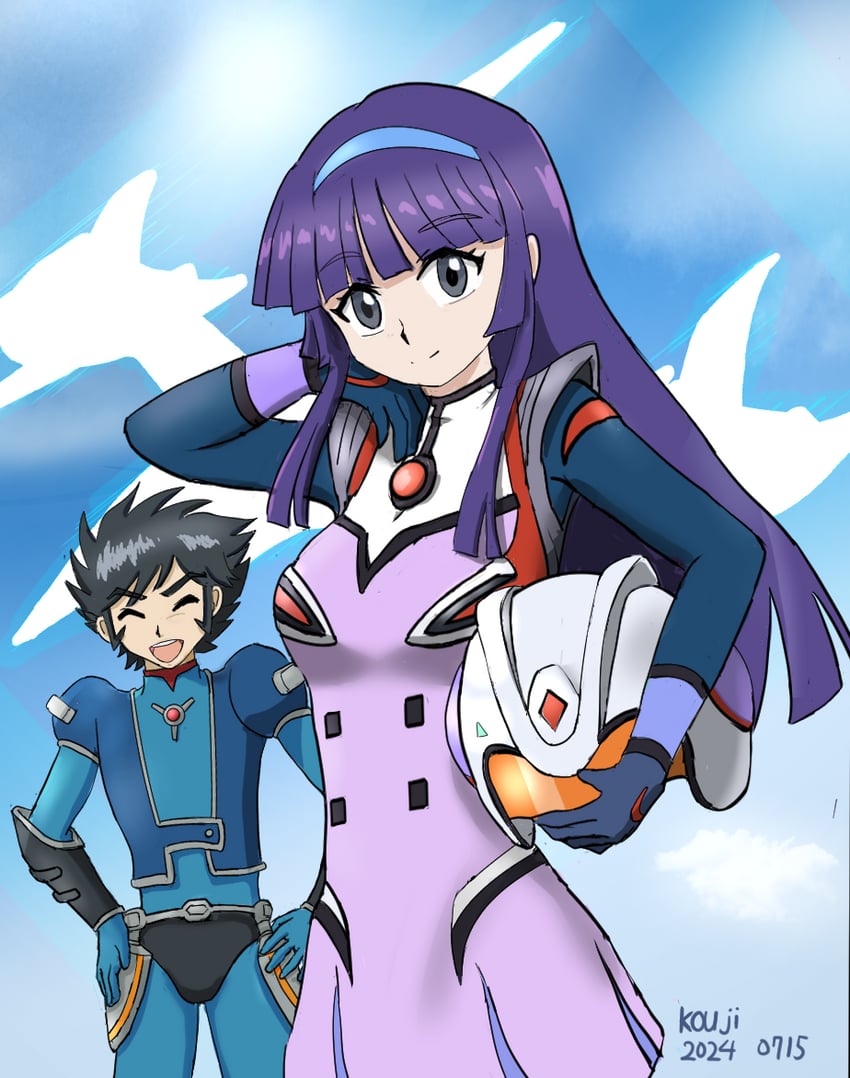 yumi sayaka and kabuto kouji (mazinger and 2 more) drawn by magentrytry