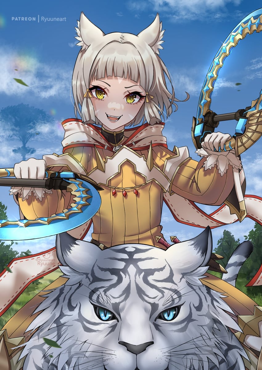 nia and dromarch (xenoblade chronicles and 1 more) drawn by ryuuneart