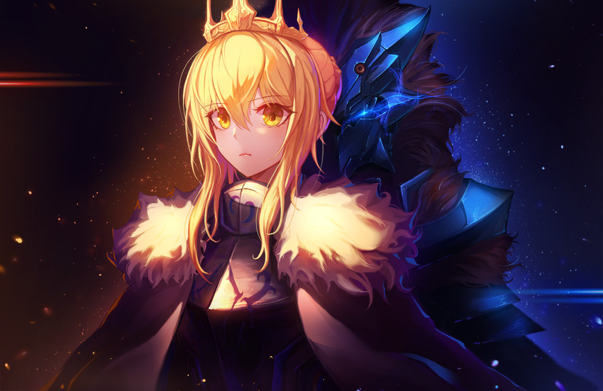 artoria pendragon and lion king (fate and 1 more) drawn by inho_song