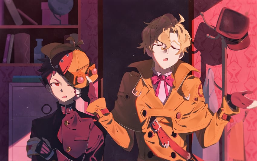 ryunosuke naruhodo and herlock sholmes (ace attorney and 1 more) drawn by albatross_221