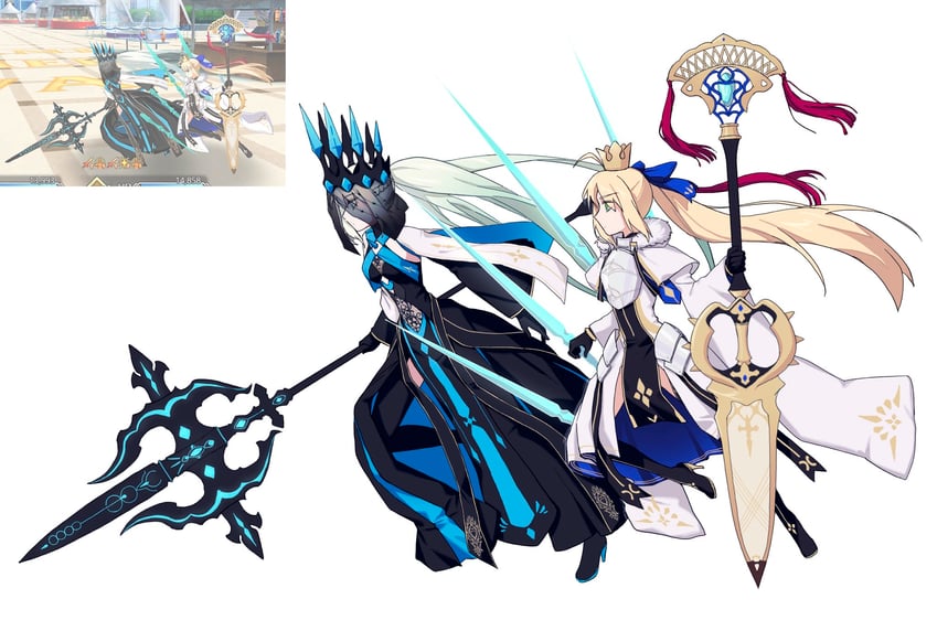 artoria pendragon, morgan le fay, and artoria caster (fate and 1 more) drawn by hwanm_fate