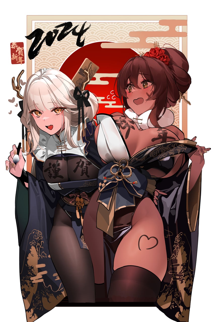 blanc and noir (goddess of victory: nikke) drawn by bilibili_88142758