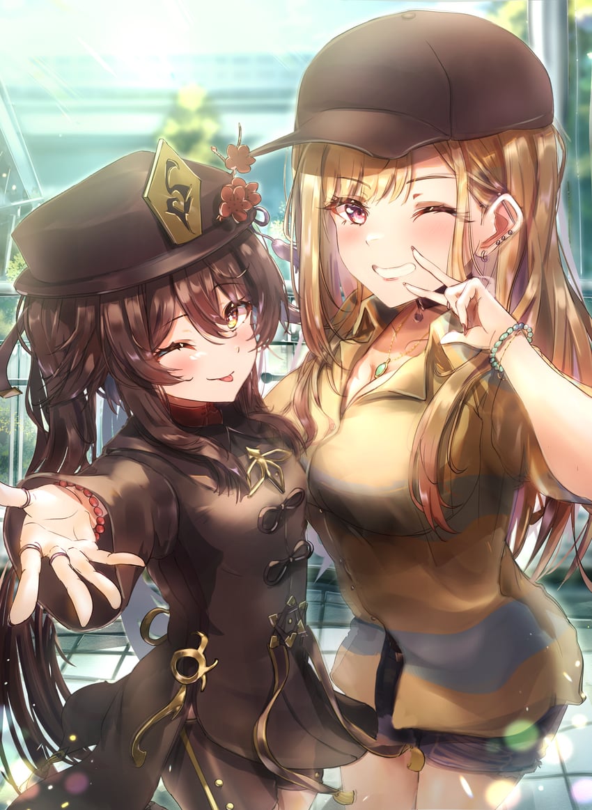 hu tao and kitagawa marin (genshin impact and 1 more) drawn by hai_0013