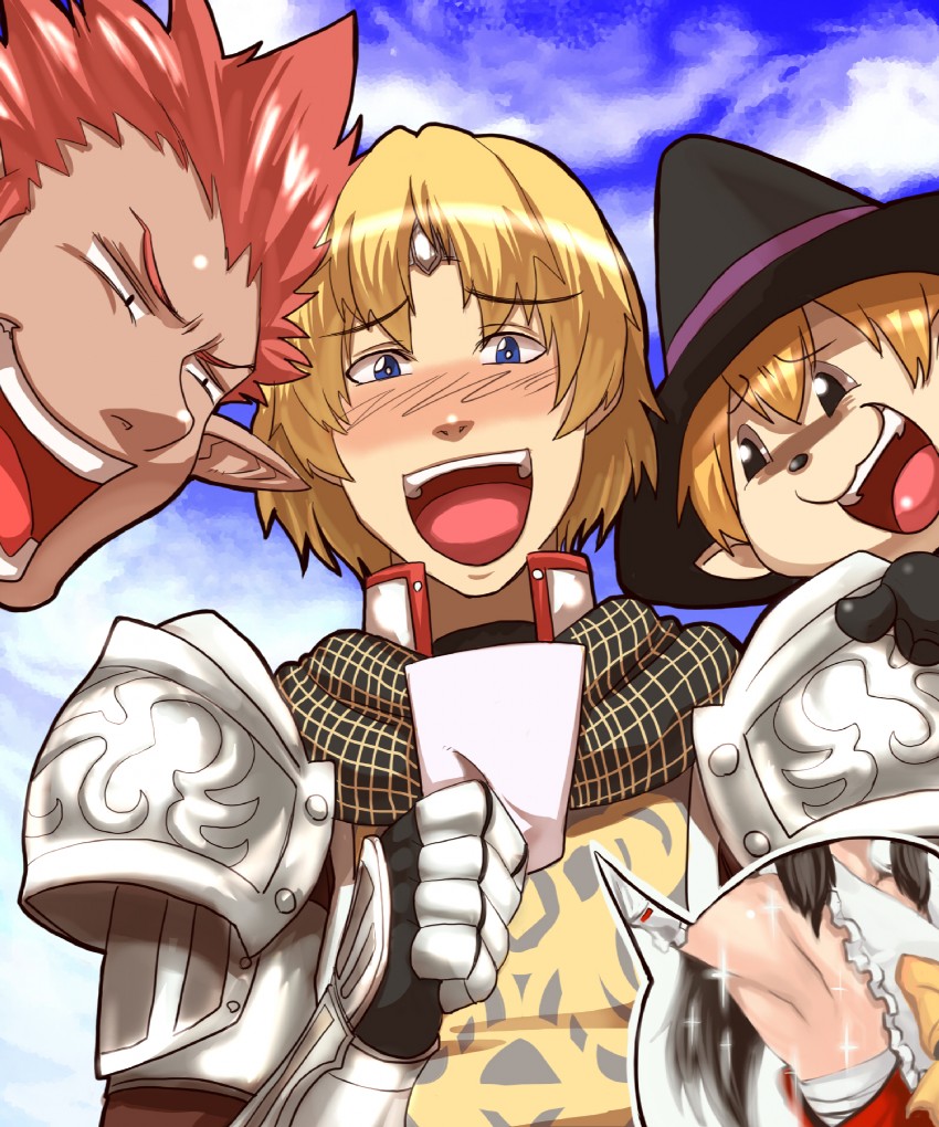 hakurei reimu, black mage, paladin, thief, naitou, and 2 more (touhou and 3 more) drawn by matsumoto_tomoyohi