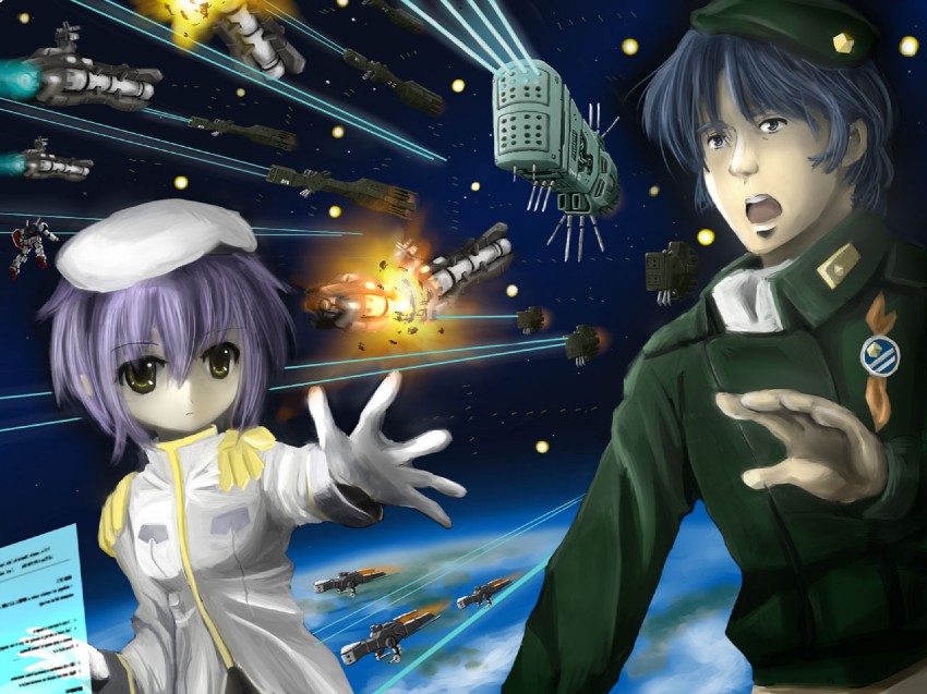 nagato yuki, rx-78-2 gundam, and yang wen-li (gundam and 4 more) drawn by mori_souchou