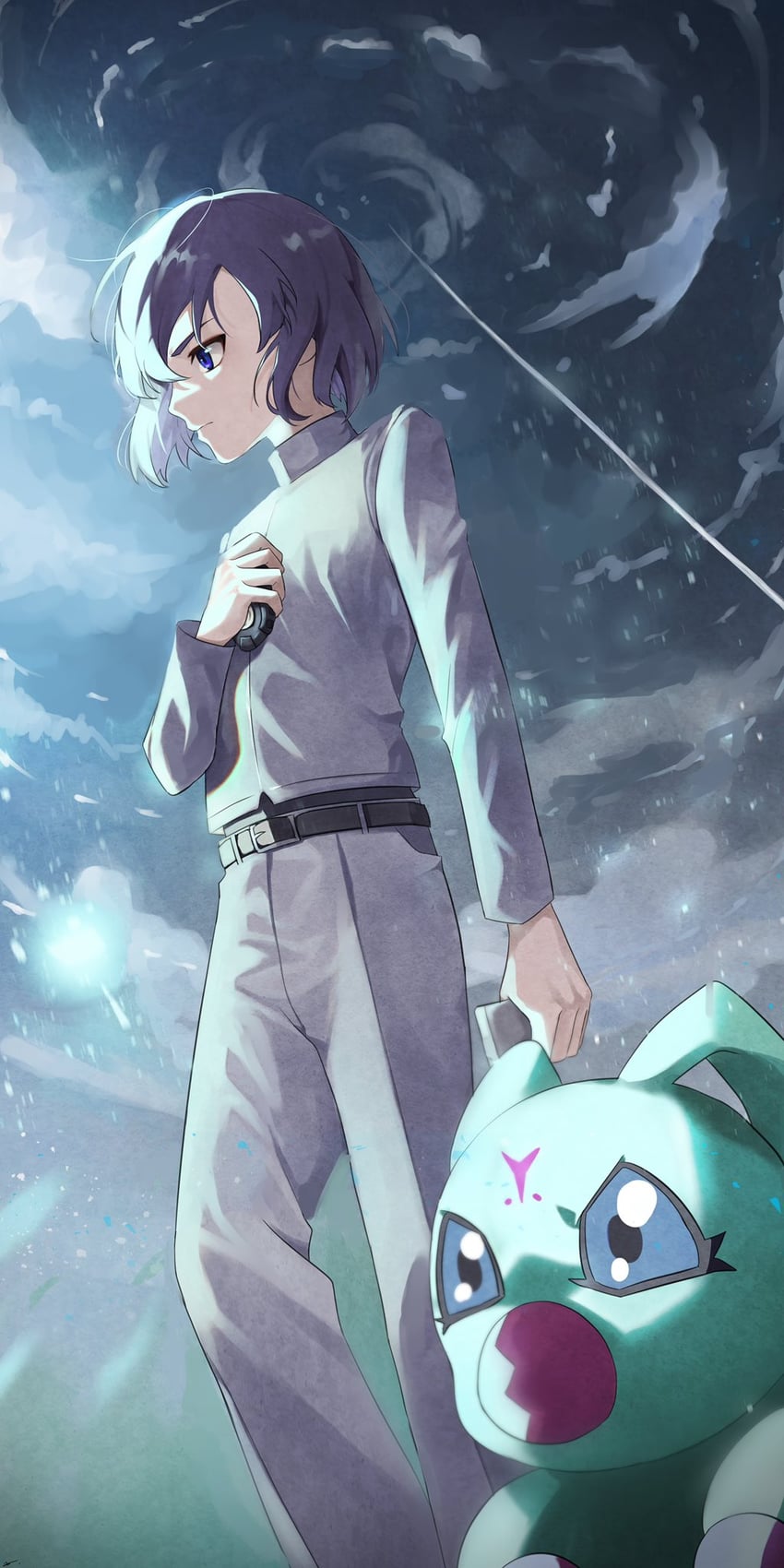 ichijouji ken and wormmon (digimon and 1 more) drawn by bangyong
