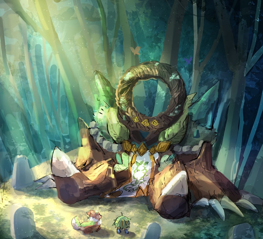 valerifawn mystical beast of the forest, griggle, and circle of the fairies (yu-gi-oh!) drawn by hatano_kiyoshi