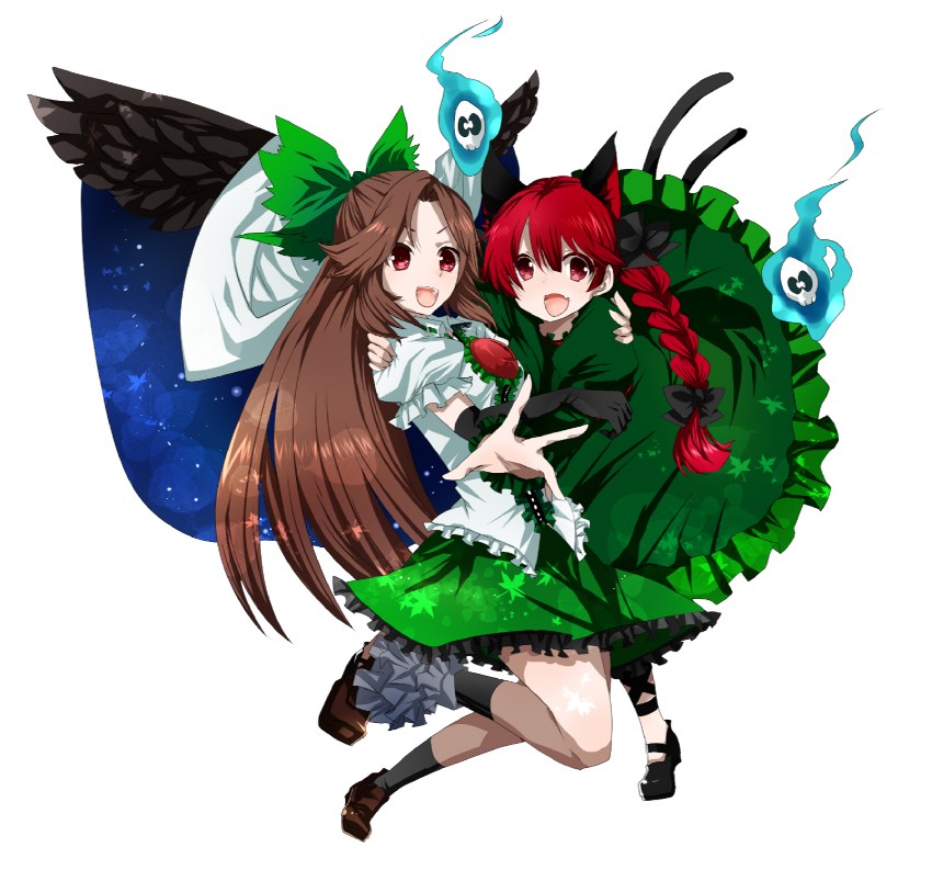 kaenbyou rin and reiuji utsuho (touhou) drawn by amaya_enaka