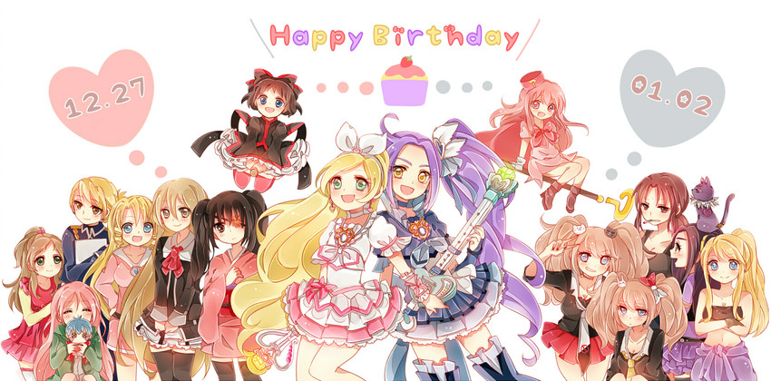 enoshima junko, minamino kanade, winry rockbell, revy, kurokawa eren, and 13 more (danganronpa and 11 more) drawn by kotono_(pixiv2943202)