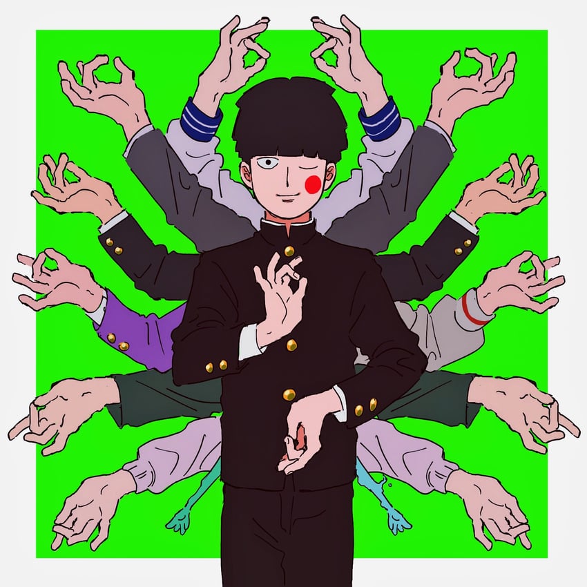 kageyama shigeo, reigen arataka, kageyama ritsu, ekubo, and hanazawa teruki (mob psycho 100) drawn by umkaqryi