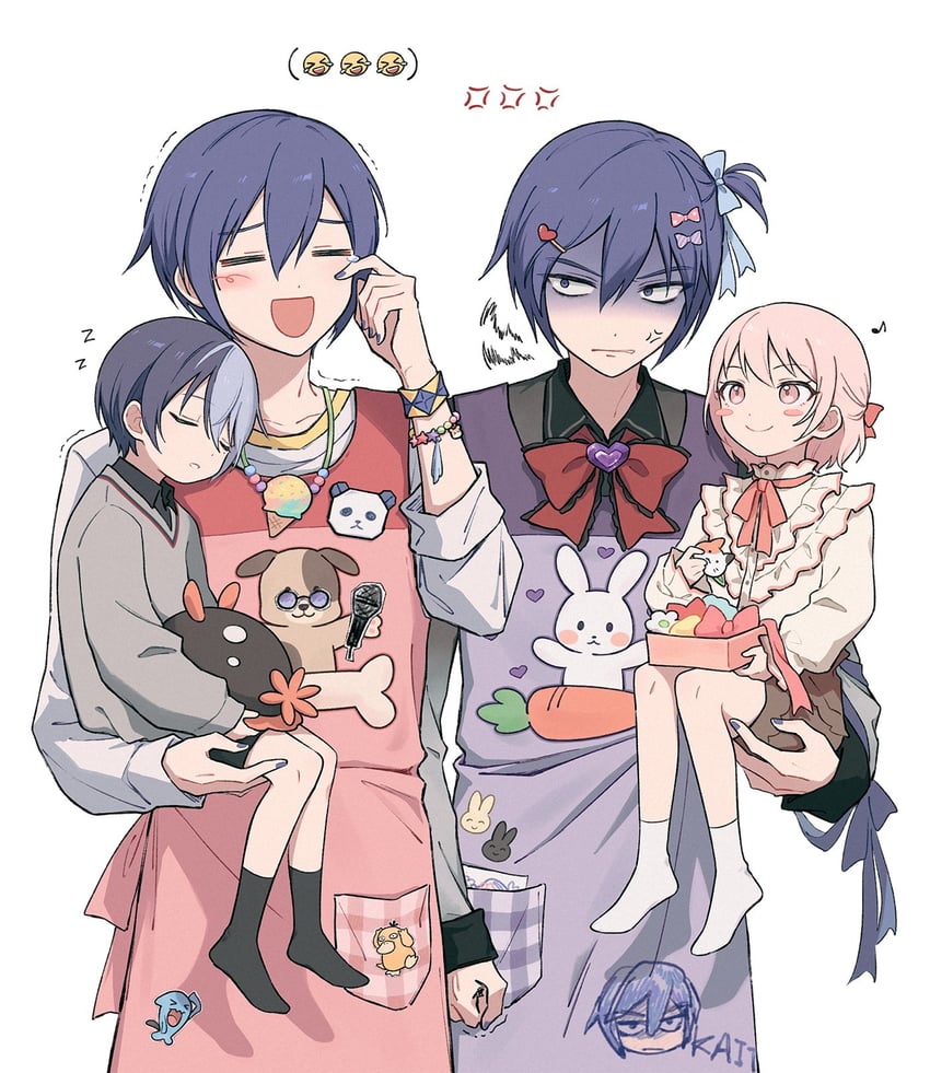 kaito, akiyama mizuki, aoyagi touya, psyduck, wobbuffet, and 3 more (pokemon and 2 more) drawn by mon_(vuooov)