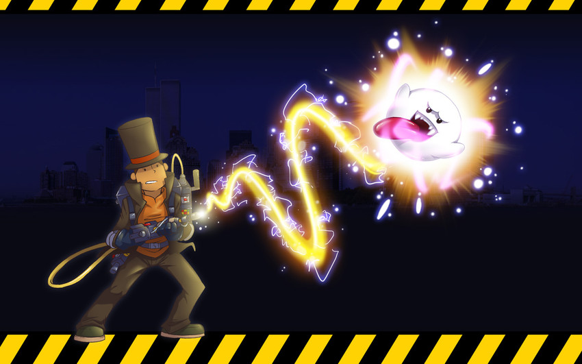 boo and hershel layton (mario and 3 more) drawn by zillabean