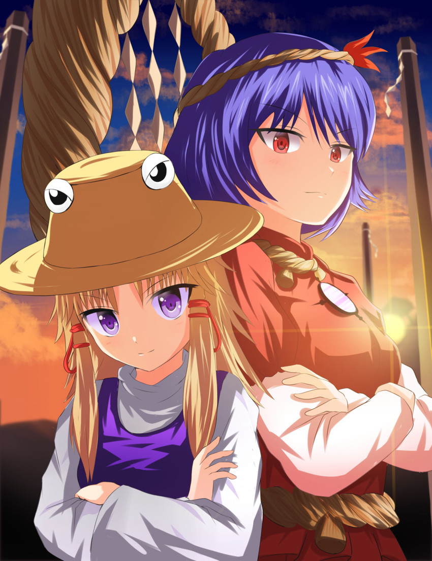 moriya suwako and yasaka kanako (touhou) drawn by ucukrtz