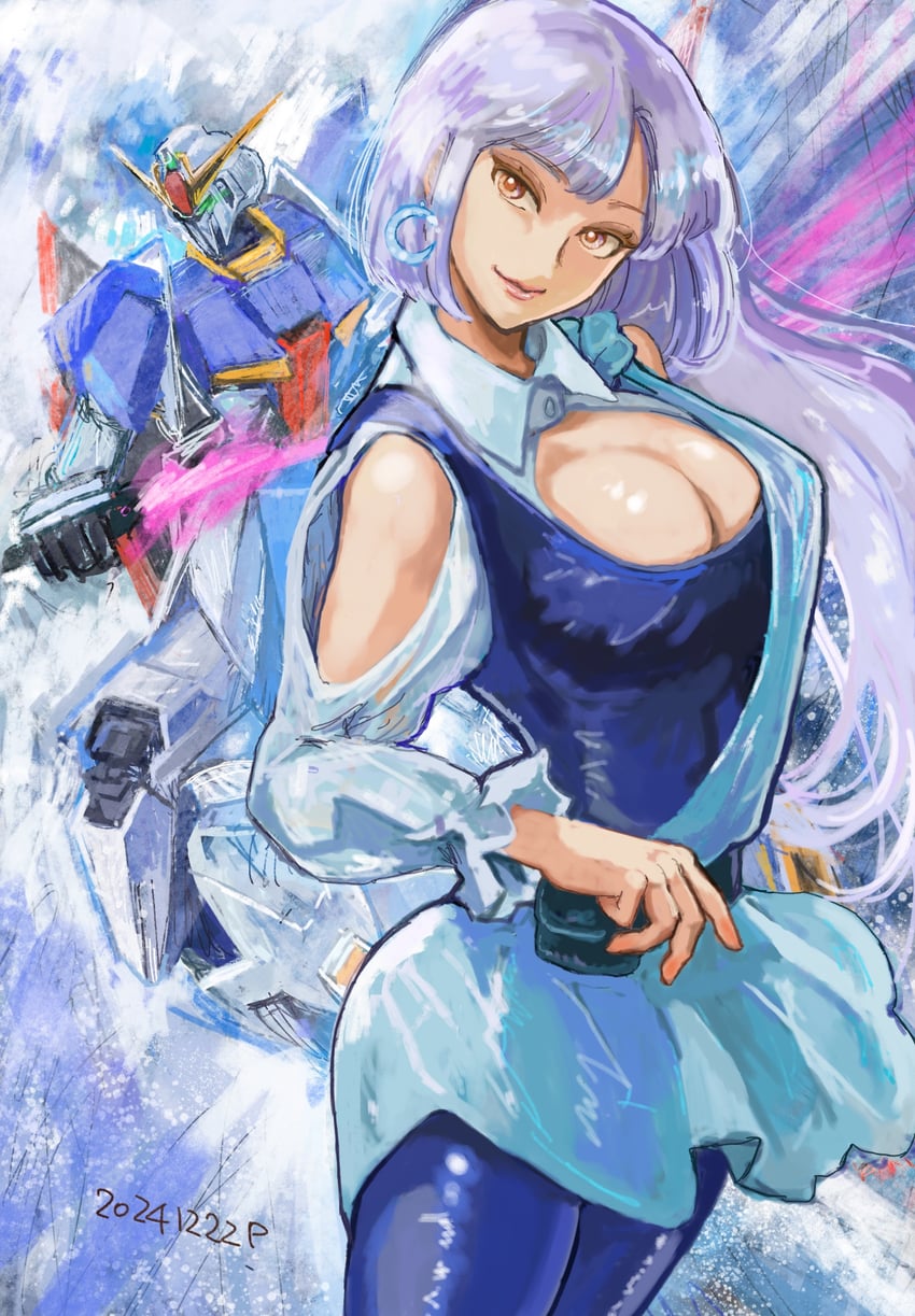 zeta gundam and roux louka (gundam and 1 more) drawn by okrdisk2000