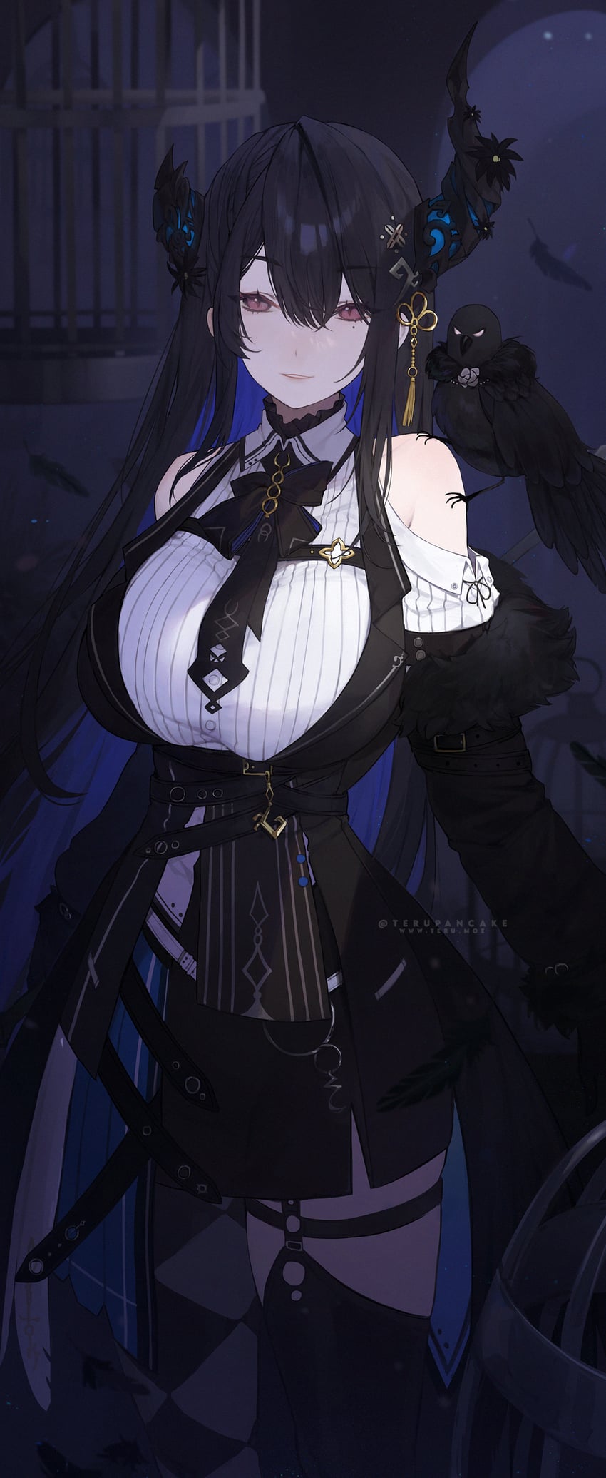 nerissa ravencroft and shadow (hololive and 1 more) drawn by terupancake