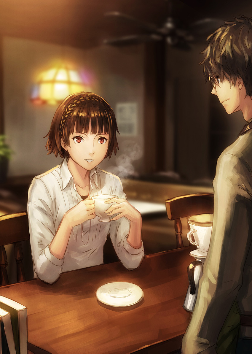 amamiya ren and niijima makoto (persona and 1 more) drawn by anbe_yoshirou