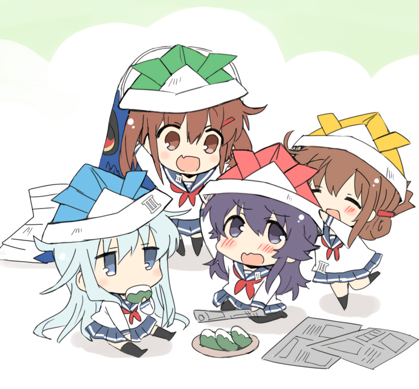 hibiki, inazuma, ikazuchi, and akatsuki (kantai collection) drawn by hizuki_yayoi