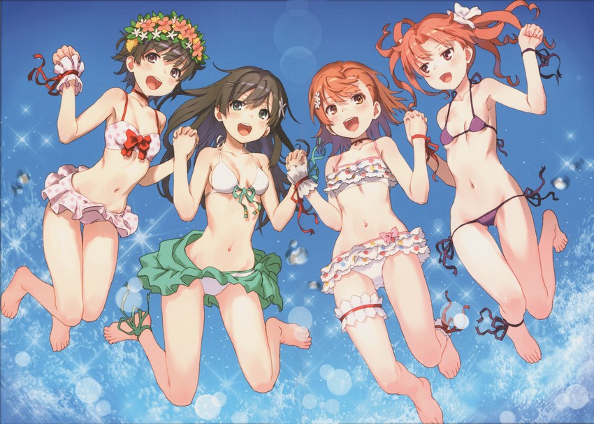 misaka mikoto, shirai kuroko, saten ruiko, and uiharu kazari (toaru majutsu no index and 1 more) drawn by raika9