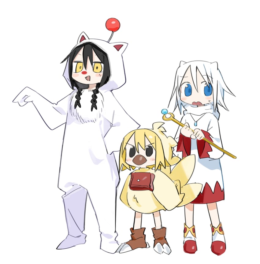 moogle, white mage, uozumi kurumi, souen chiaki, and takada shiyuki (final fantasy and 1 more) drawn by kokaki_mumose
