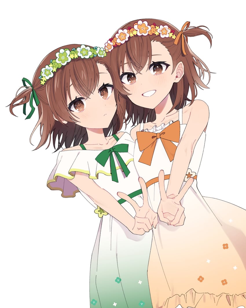 misaka mikoto and misaka imouto (toaru majutsu no index and 1 more) drawn by roruku
