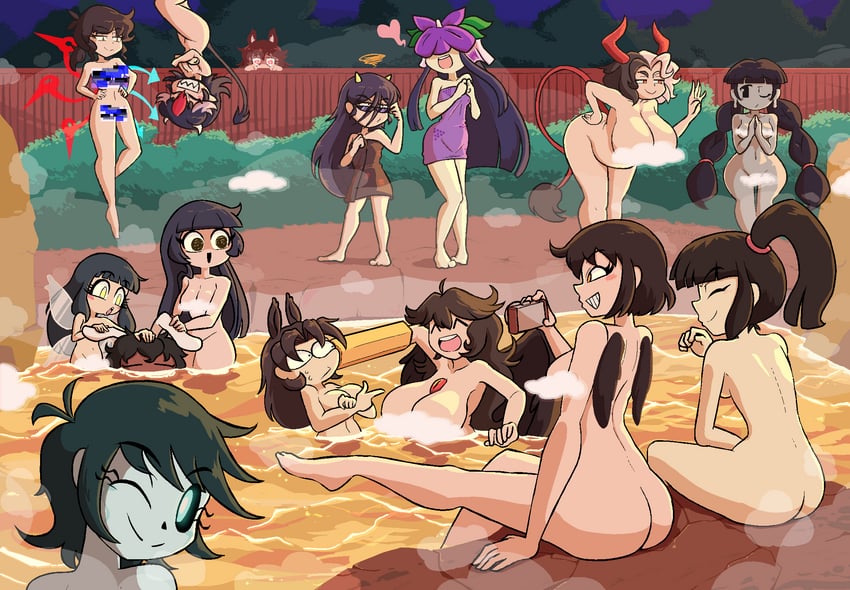 shameimaru aya, reiuji utsuho, houraisan kaguya, inaba tewi, houjuu nue, and 9 more (touhou) drawn by quarium