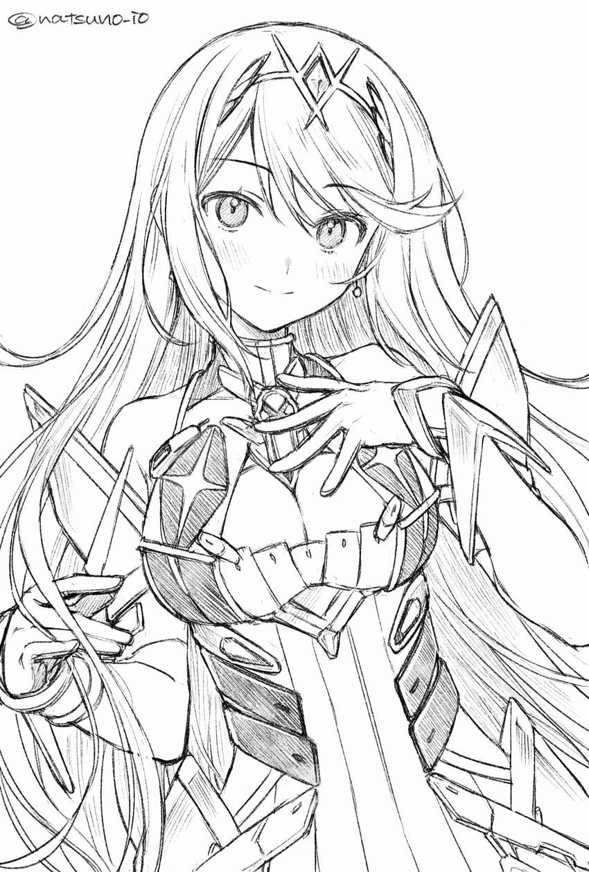 mythra (xenoblade chronicles and 1 more) drawn by natsuno_io