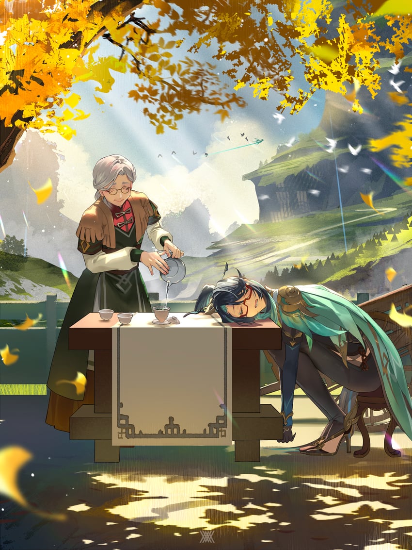 xianyun and madame ping (genshin impact) drawn by niwaka_(niwaka_byakko)