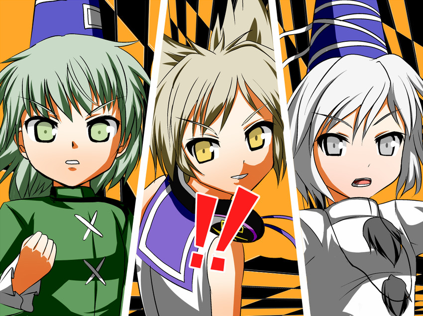 toyosatomimi no miko, mononobe no futo, and soga no tojiko (touhou and 2 more) drawn by honda_takaharu