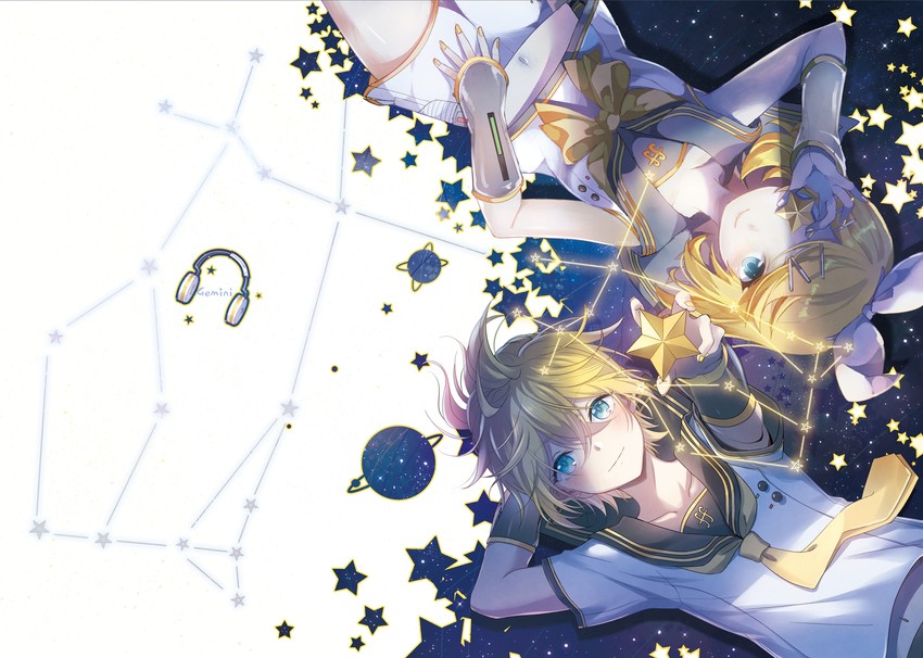 kagamine rin and kagamine len (vocaloid and 1 more) drawn by hahahamu