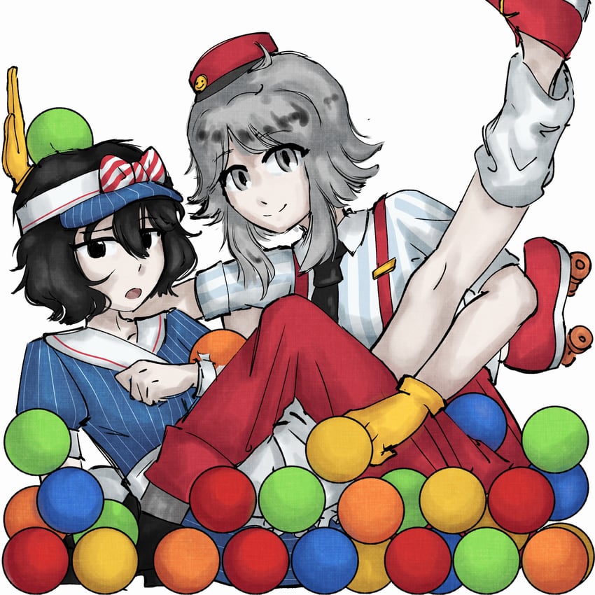 enraku tsubakura and houlen yabusame (len'en and 1 more) drawn by yabutsuba