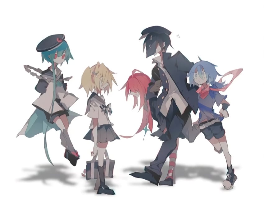kotobuki towako, katsuragi ichika, sugawara rin, mr.kuroi, and unknown (hello hello world!) drawn by meto_(metrin)