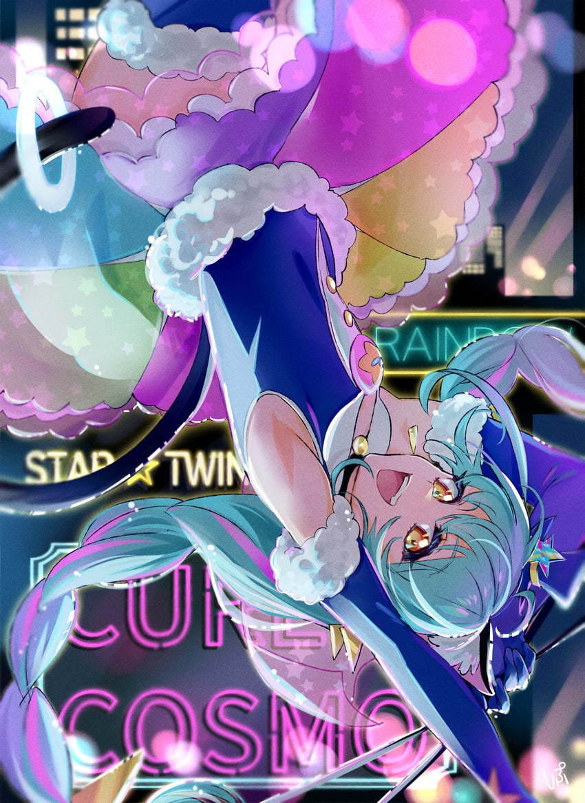 yuni and cure cosmo (precure and 1 more) drawn by shipu_(gassyumaron)