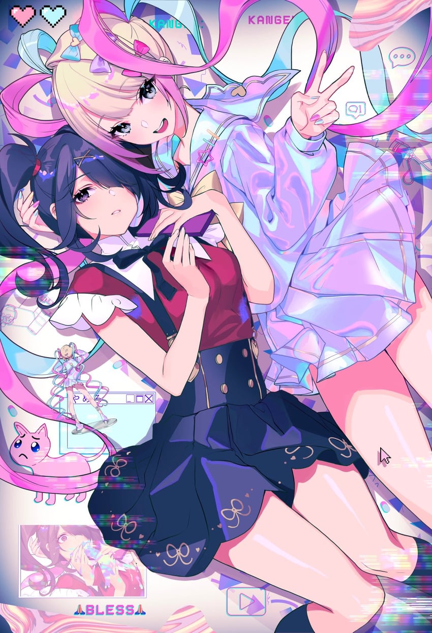 chouzetsusaikawa tenshi-chan, ame-chan, and pien cat (needy girl overdose) drawn by lucidsky