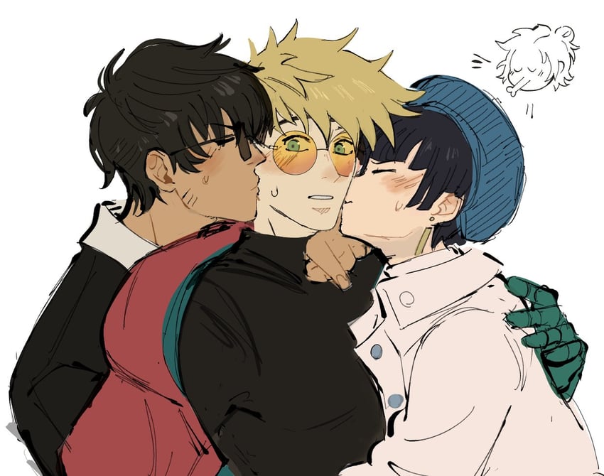 vash the stampede, nicholas d. wolfwood, and meryl stryfe (trigun and 1 more) drawn by fuzzybeetles