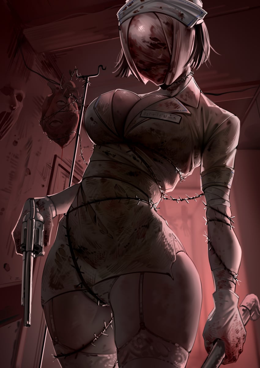 bubble head nurse (silent hill and 1 more) drawn by harris_hero