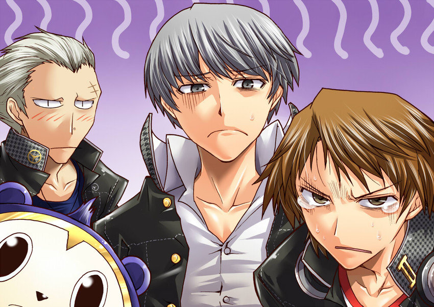 narukami yu, hanamura yousuke, tatsumi kanji, and kuma (persona and 1 more) drawn by segami_daisuke