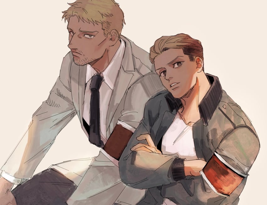 reiner braun and porco galliard (shingeki no kyojin) drawn by kogu_(nue_insideout)