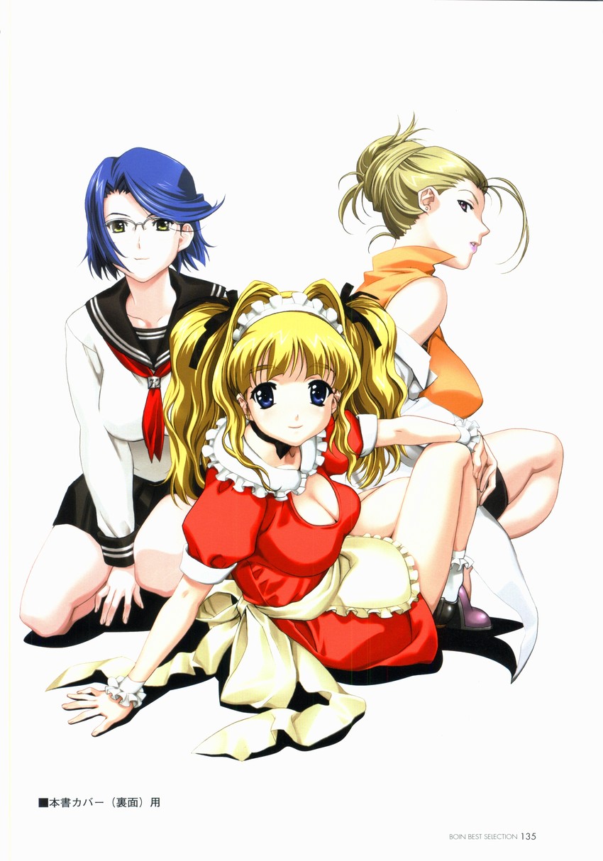 tsukushino mitsugu, koromogae touko, and makuhari natsuko (boin) drawn by happoubi_jin
